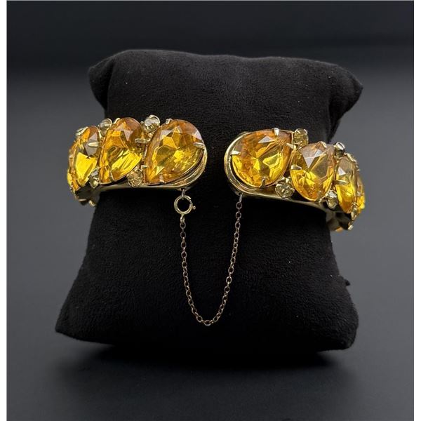 12k Gold Filled Rhinestone Clamper Bracelet