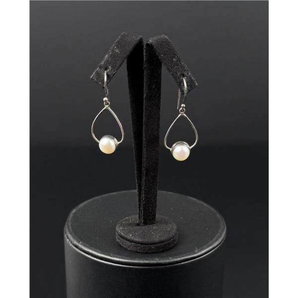 Sterling Silver Pearl Teardrop Earrings