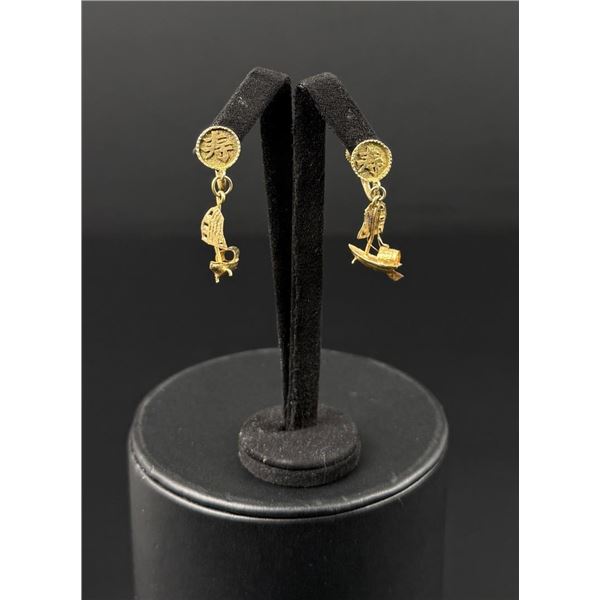 Chinese Sterling Silver Junk Earrings