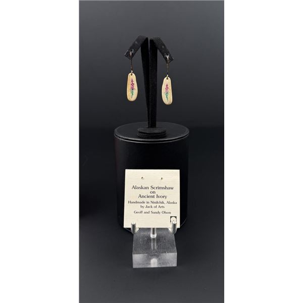 Jack of Arts Alaskan Scrimshaw Ivory Earrings