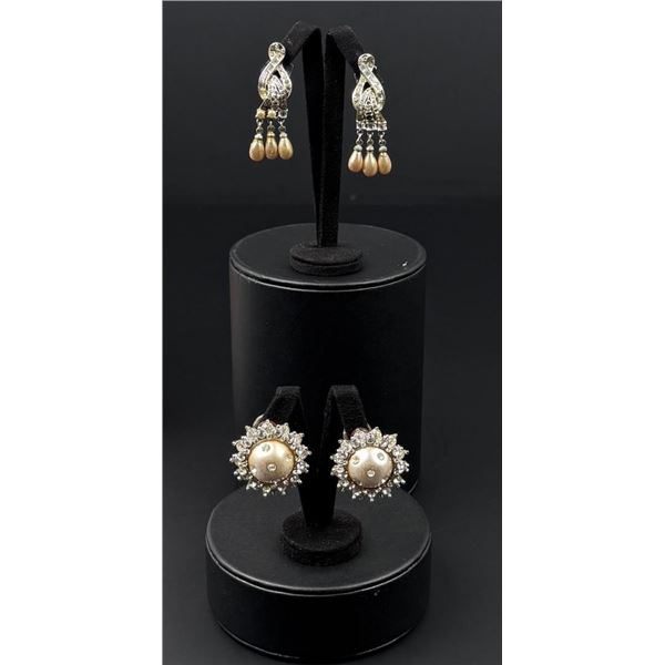 St John and Coro Rhinestone Costume Earrings