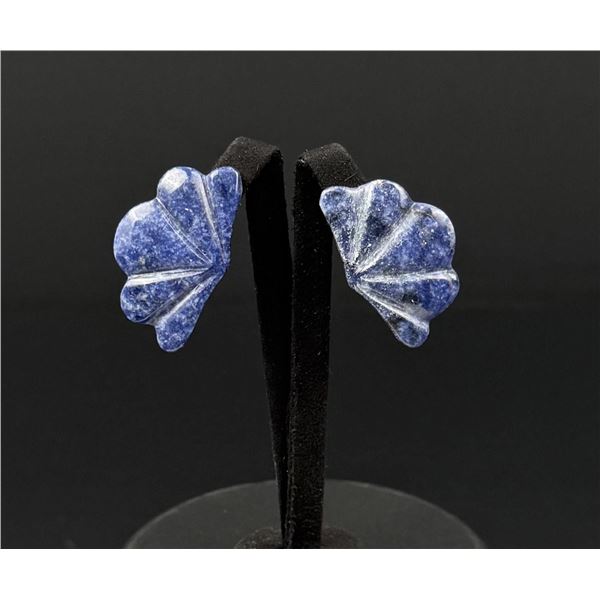 Lapis Lazuli Fan Clip On Earrings