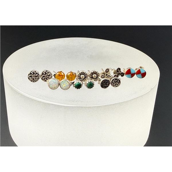 Collection of Sterling Silver Stud Earrings