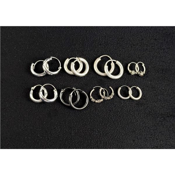 Collection of Sterling Silver Hoop Earrings