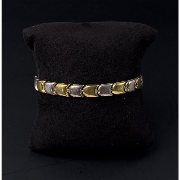 Tri Color Sterling Silver Chain Bracelet