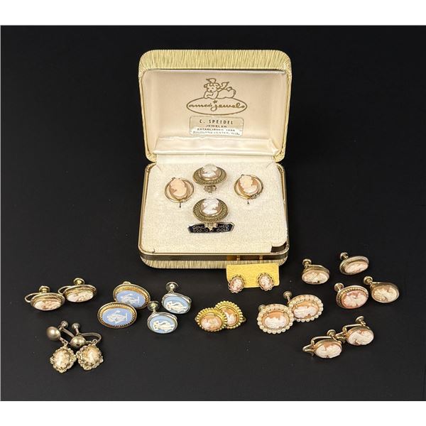 Collection of Gold Filled Cameo Clip On Earrings