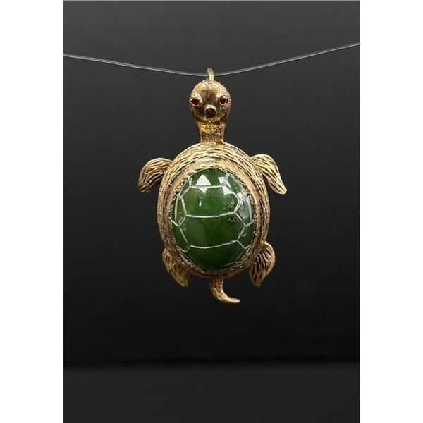 Sterling Silver Jade Turtle Pendant