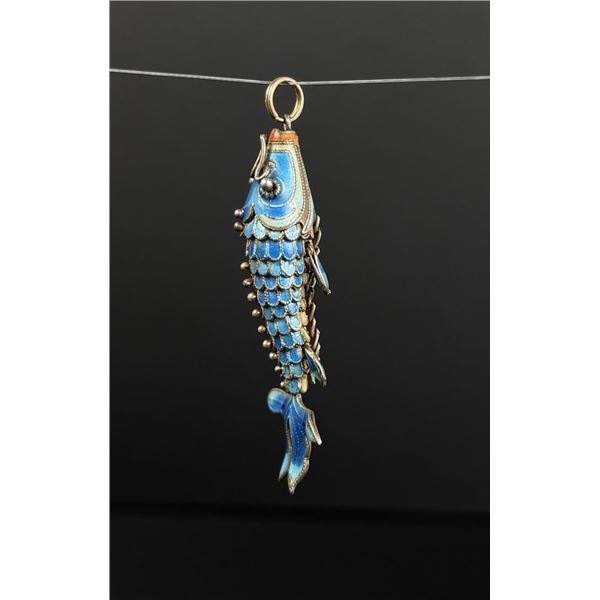 Chinese Sterling Silver Cloisonne Koi Fish