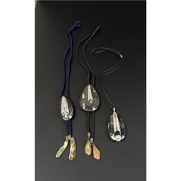 Group of Orthoceras Fossil Bolo Ties