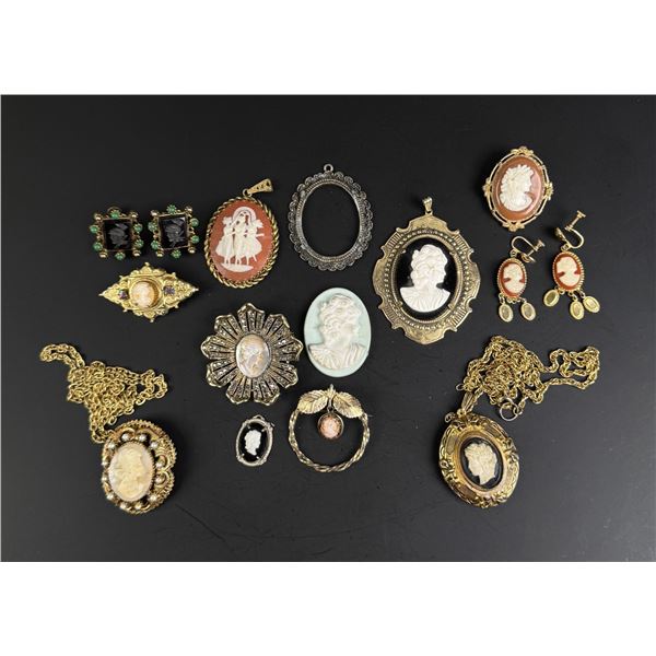 Collection of Cameo Costume Jewelry