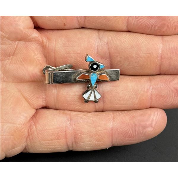 Zuni Sterling Inlaid Thunderbird Tie Bar