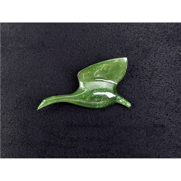 Alaskan Nephrite Jade Flying Goose Brooch