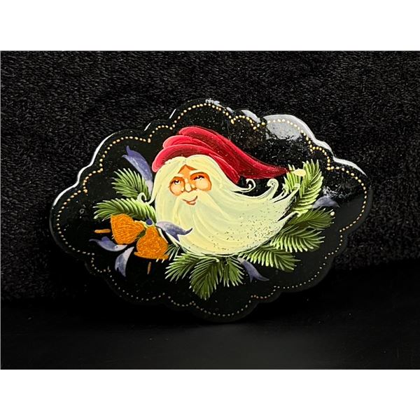 Russian Santa Claus Lacquer Brooch