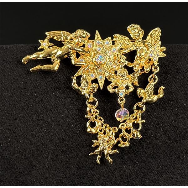 Kirks Folly Cherub Star Charm Brooch