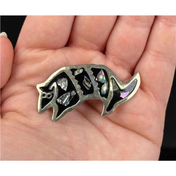 Alpaca Silver Abalone Armadillo Brooch