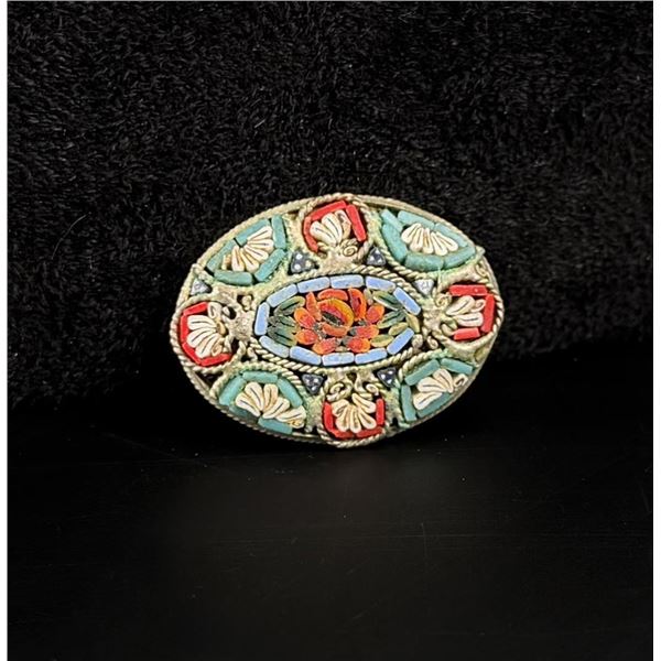 Micro Mosaic Italian Floral Brooch