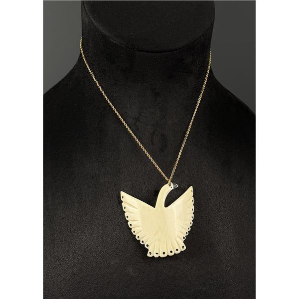 Alaskan Inuit Eskimo Carved Ivory Goose Necklace