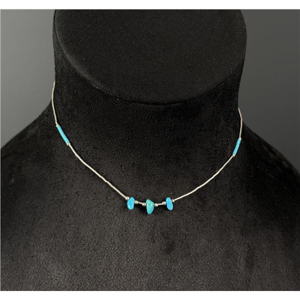 Navajo Liquid Sterling Silver Turquoise Necklace