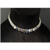 Image 1 : Leo Glass Blue Rhinestone Mesh Choker Necklace