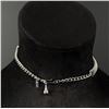 Image 2 : Leo Glass Blue Rhinestone Mesh Choker Necklace
