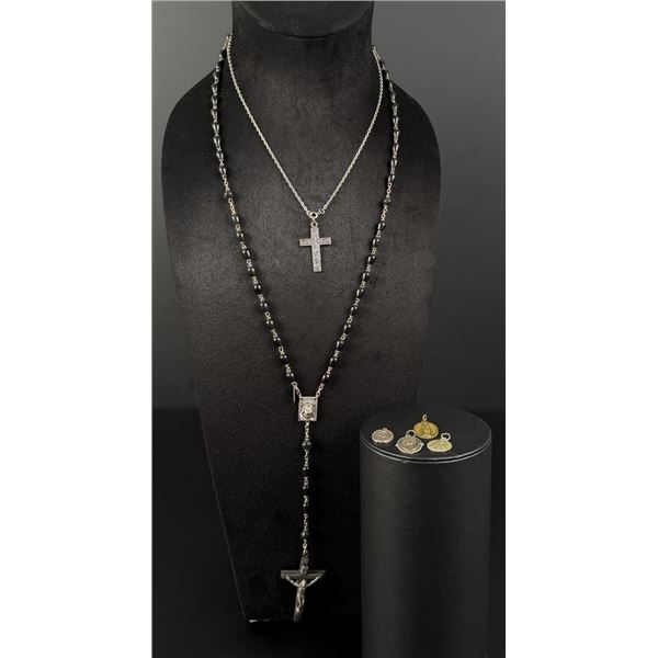 Catholic Beaded Rosary and Icons