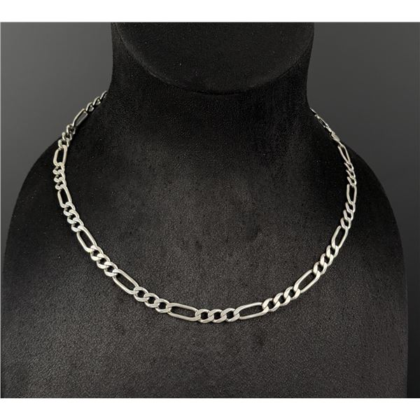 Large Sterling Silver Figaro Chain Necklace