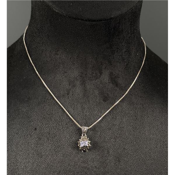 Sterling Silver Amethyst Marcasite Necklace