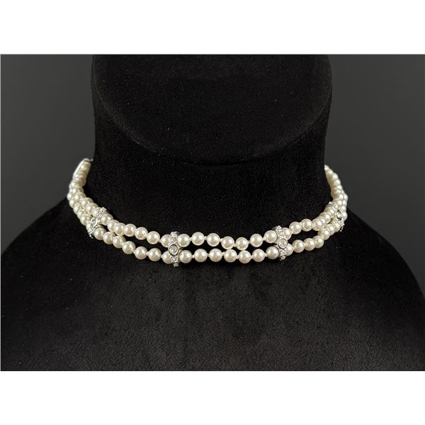Swarovski Double Strand Faux Pearl Necklace