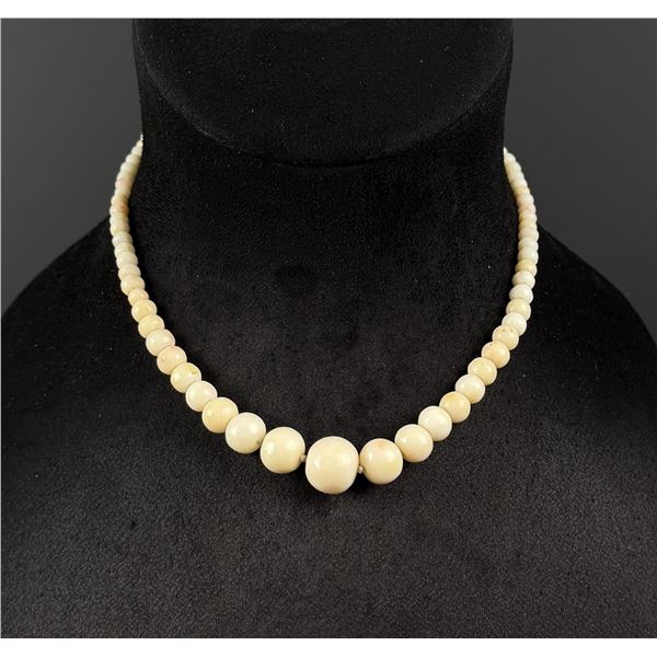 Sterling Silver White Coral Ball Bead Necklace