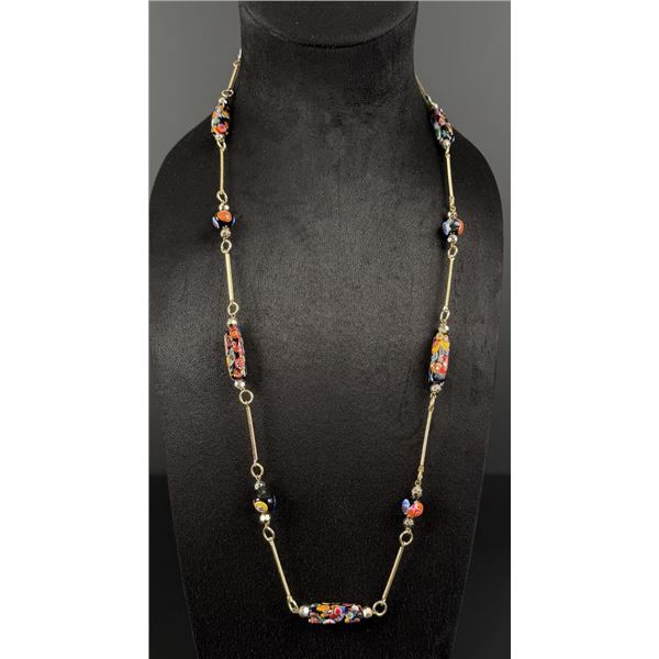 Millefiori Venetian Art Glass Bead Necklace