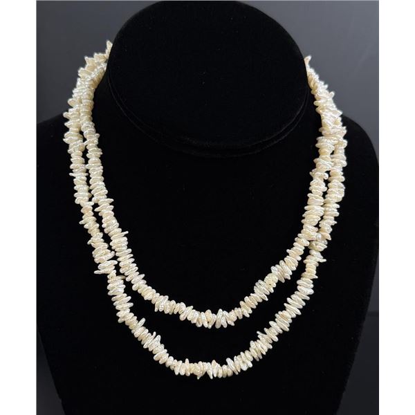 14K Gold Two Strand Keshi Pearl Necklace