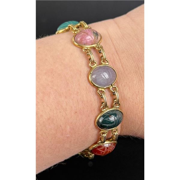 12k Gold Filled Egyptian Scarab Bracelet