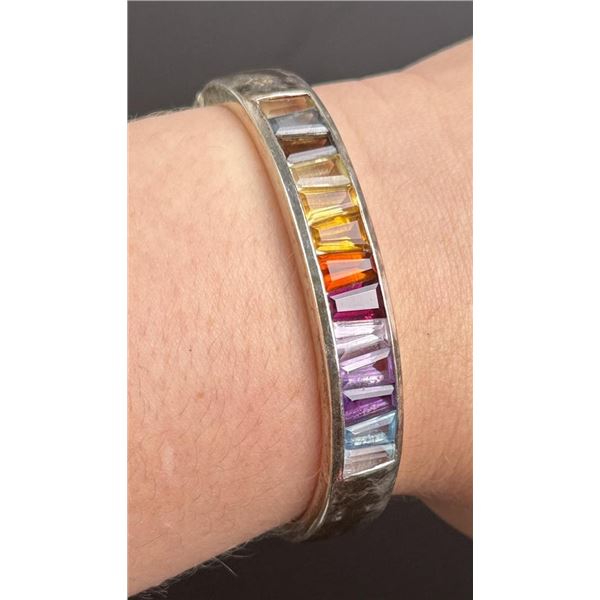 Sterling Silver Rainbow Baguette Bracelet