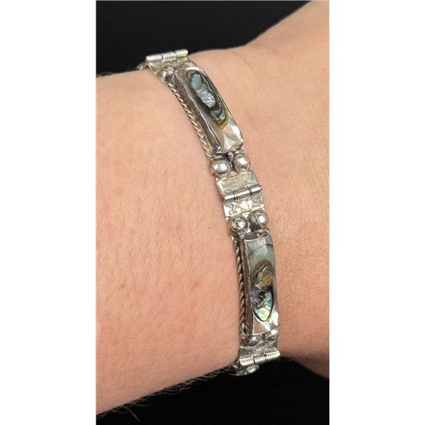 Taxco Mexico Sterling Silver Abalone Bracelet