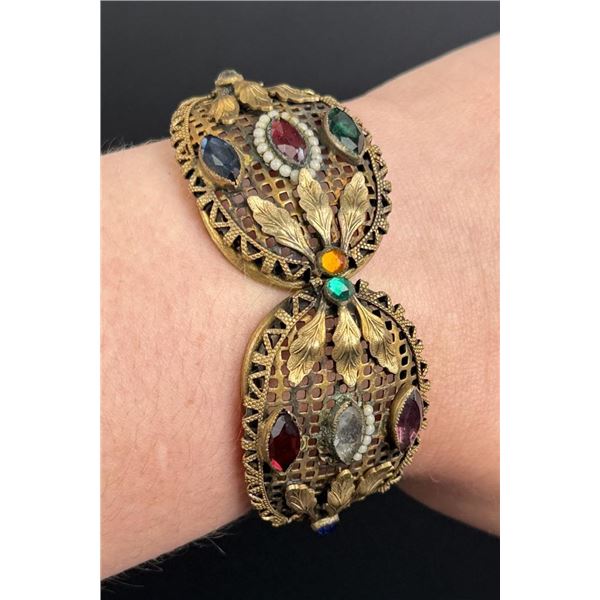 Victorian Rhinestone Jeweled Costume Bracelet