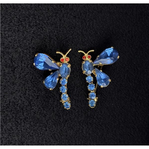 Czech Rhinestone Costume Jewelry Dragonfly Brooch