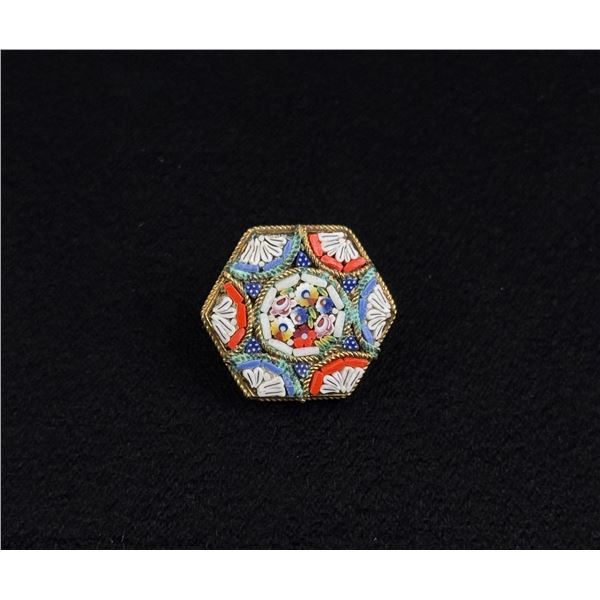 Micro Mosaic Italian Floral Brooch
