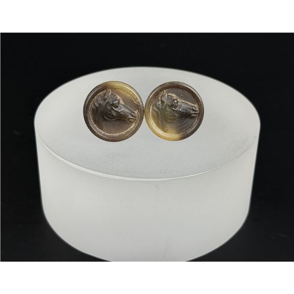 Victorian Pressed Horn Horse Head Cufflinks