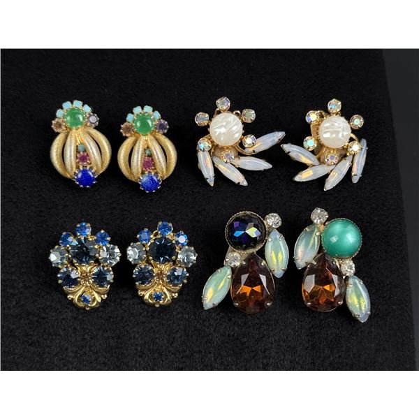 Collection of Rhinestone Costume Jewelry Earrings