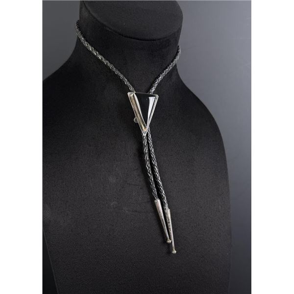 Navajo Sterling Silver Black Onyx Bolo Tie