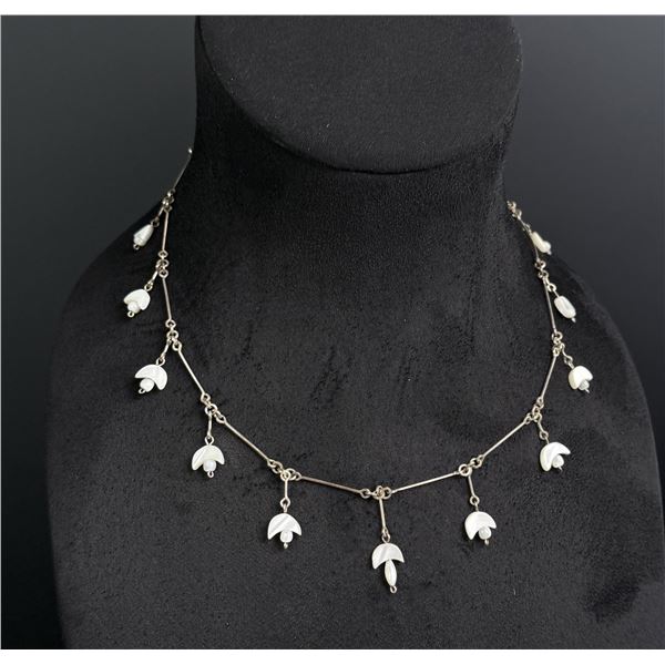 Art Nouveau Sterling Silver Pearl Necklace