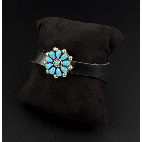 Zuni Petit Point Sterling Turquoise Bracelet