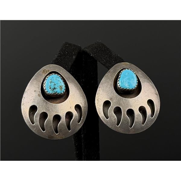 Navajo Sterling Silver Bear Claw Earrings