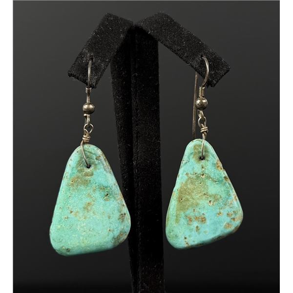 Navajo Sterling Silver Turquoise Slab Earrings