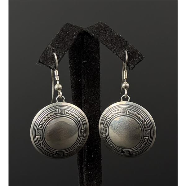 Navajo Sterling Silver Mimbres Domed Earrings