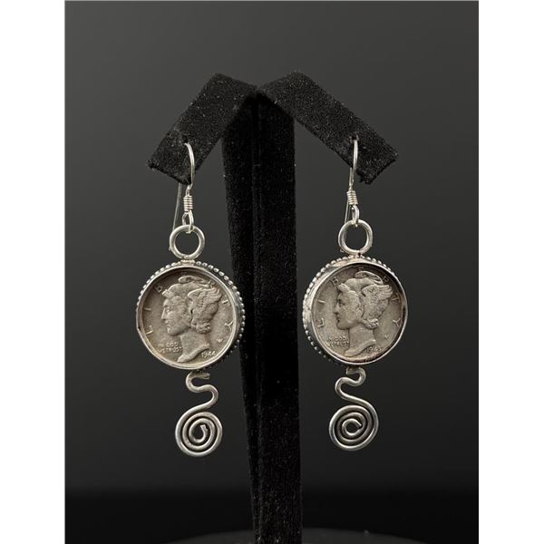 Sterling Silver Mercury Dime Earrings