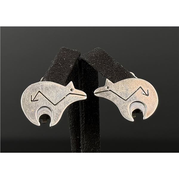Hopi Sterling Silver Bear Earrings