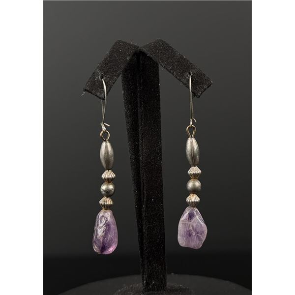 Navajo Sterling Silver Amethyst Earrings
