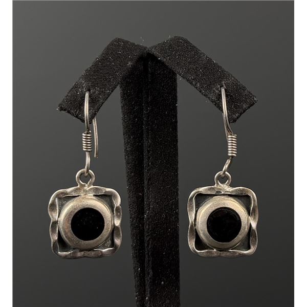Taxco Mexico Sterling Silver Onyx Earrings