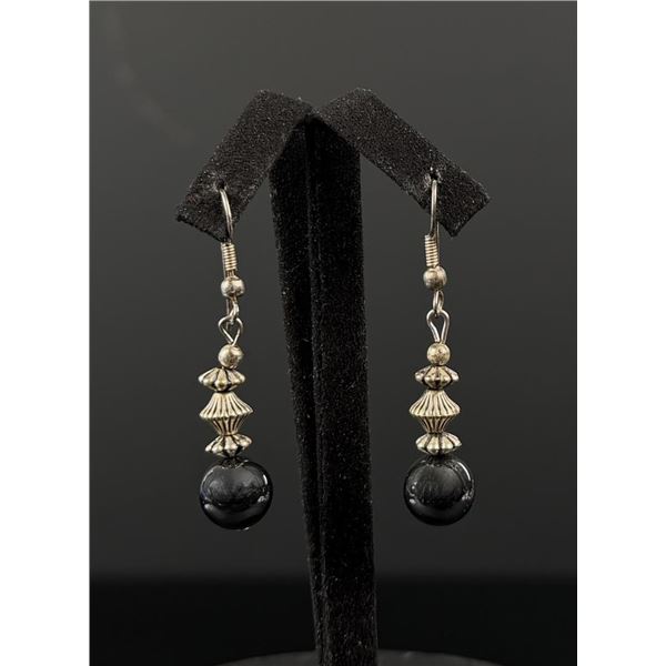 Navajo Sterling Silver Bench Bead Earrings